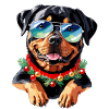 Rottweiler Aquarelle de Noël