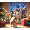 Cartoon Merry Christmas Cat Gift