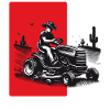 Man on lawn tractor
