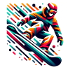 Bunter Snowboarder im Sprung