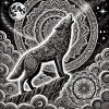 Wolf mit Vollmond