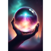 Magic crystal ball in hand