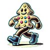Gingerbread man with boots smiling
