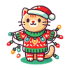 Christmas cat with fairy lights