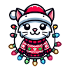 Christmas cat with fairy lights