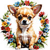 Cute Chihuahua with Flower Wreath