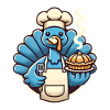 Chef Turkey Serving Pumpkin Pie