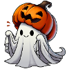 Ghost with pumpkin hat