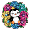 Cartoon Kawaii Penguin with Crown
