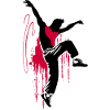Breakdancer Dancer Silhouette in Red Black