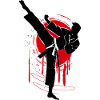 Judo Fighter Silhouette, Red Black Abstract