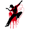 Breakdancer Dancer Silhouette in Red Black