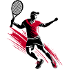 Tennis tennis player silhouette, red-black