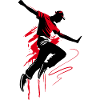 Breakdancer Dancer Silhouette in Red Black