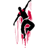 Breakdancer Dancer Silhouette in Red Black