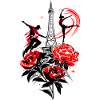 Danseuse Paris Silhouette, Rouge Noir Abstrait