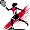 Tennis tennis player silhouette, red-black