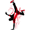 Breakdancer Silhouette in Red Black, Abstract