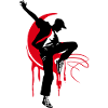 Breakdancer Dancer Silhouette en Rouge Noir
