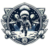 Astronaut Moon UFO Logo