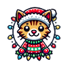 Christmas cat joy with lights