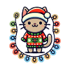 Christmas cat with fairy lights