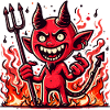 Cartoon Devil in Flames