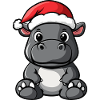 Hippopotamus Christmas Cute