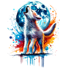 Kleiner bunter Aquarellwolf