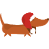 Dachshund with Christmas hat
