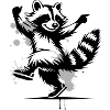 Dancing raccoon in stencil style