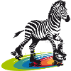 Rollschuh-Zebra im Stencil-Stil