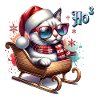 Funny Cat Christmas Sleigh