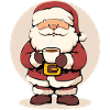 Santa Claus drinks coffee