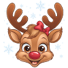 Cute Reindeer Girl with Snowflakes