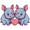 Rhinocéros Couple Amour Saint-Valentin