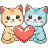 Chat Couple Amour Saint-Valentin