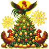 Lustiger Weihnachtsbaum Hühner