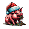 Christmas Pig with Hat