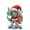 Christmas gnome with coffee