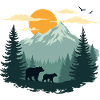 Paysage forestier et ours
