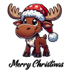 Deer Comic Christmas Moose