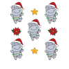 Hippo Christmas Winter Animals Hippos