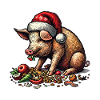 Christmas pig with festive appetite