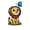 Lion with butterfly