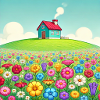 La petite maison sur la prairie fleurie