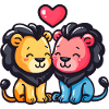 Couple Lion Amour Saint-Valentin