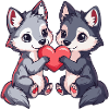 Couple de loups Amour Saint-Valentin