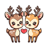 Cerf Couple Amour Saint-Valentin