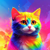 Cute rainbow coloured cat